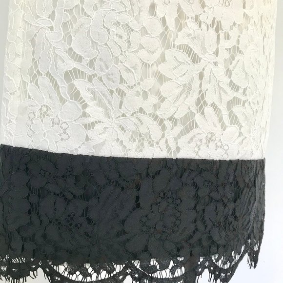 J Crew S Colorblock Lace Pencil Skirt White Black - Picture 4 of 16